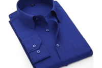 Royal blue silk dress shirt mens