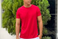 Apple red mens dress shirt